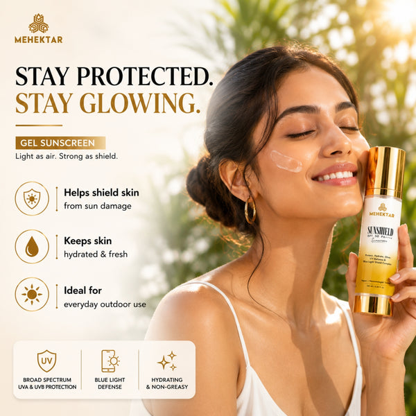 SPF 50 PA+++ Sunscreen for Daily UV Protection in India | MEHEKTAR SunShield with Zinc Oxide 100ml