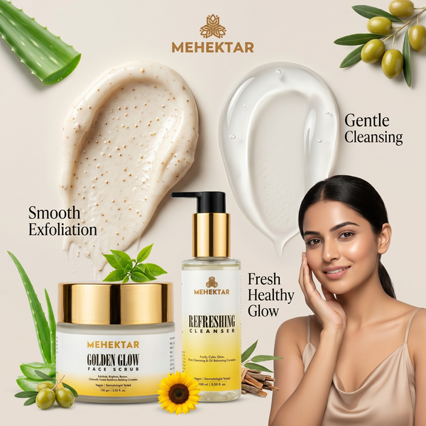 MEHEKTAR Face Wash & Face Scrub Combo for Men & Women | Deep Cleansing, Tan Removal & Glowing Skin | All Skin Types