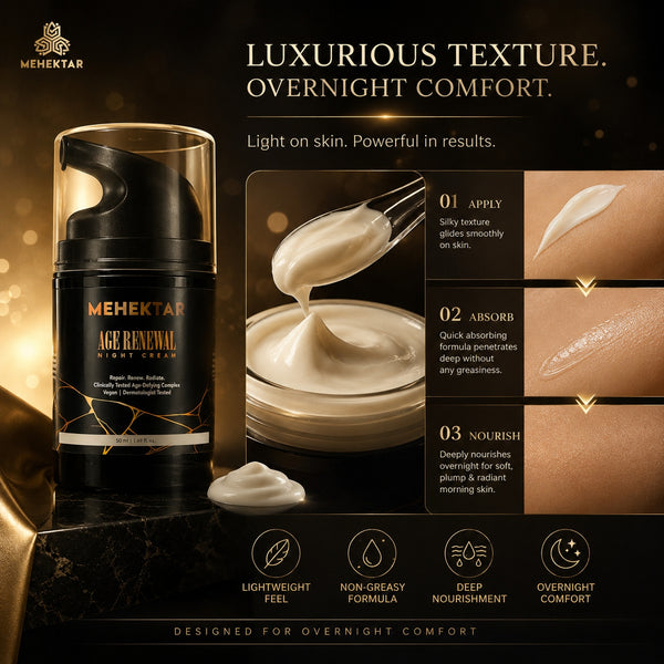 Anti-Aging Night Cream for Wrinkles & Glow in India | MEHEKTAR Retinol Night Cream 50ml