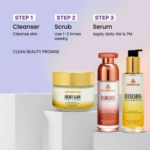 MEHEKTAR Opal Glow Combo | Cleanser + Face Scrub + Serum | Brightening & Pigmentation Care Routine | Gift Box