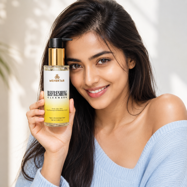 Face Wash for Oily & Acne-Prone Skin in India | MEHEKTAR Refreshing Cleanser with Green Tea & BHA 100ml