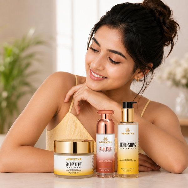 MEHEKTAR Opal Glow Combo | Cleanser + Face Scrub + Serum | Brightening & Pigmentation Care Routine | Gift Box