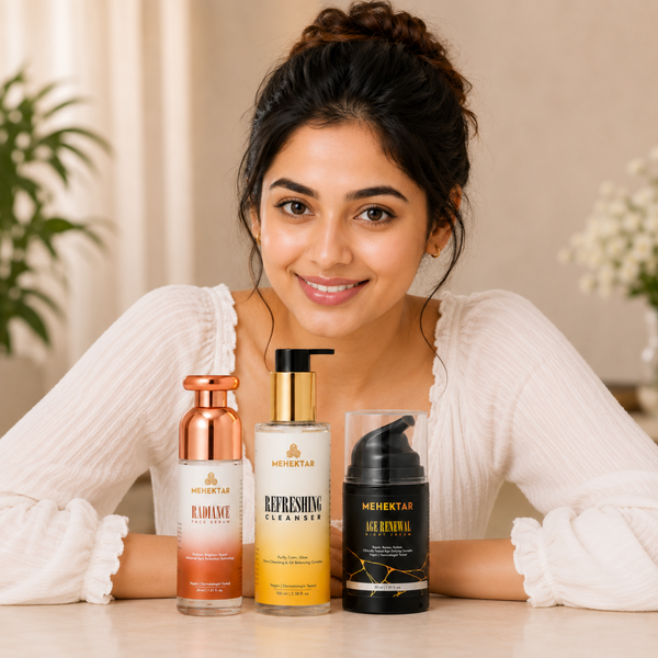 MEHEKTAR Overnight Repair Combo | Cleanser + Serum + Night Cream | Anti-Aging & Repair Routine | Premium Gift Box