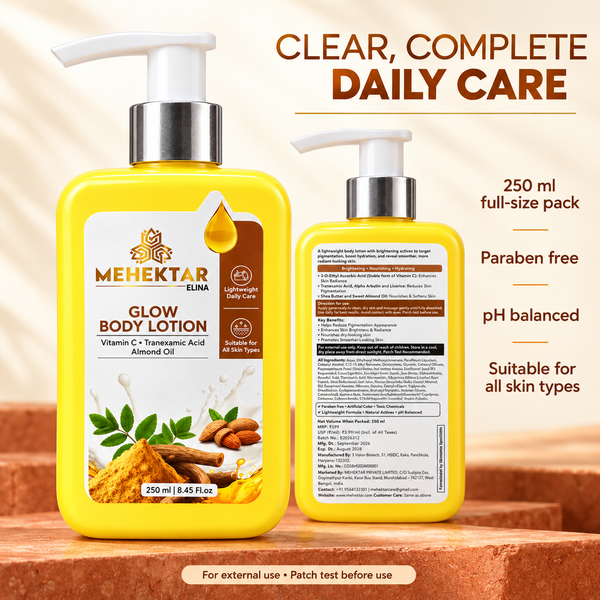 MEHEKTAR ELINA Glow Body Lotion with Vitamin C & Tranexamic Acid, 250 ml