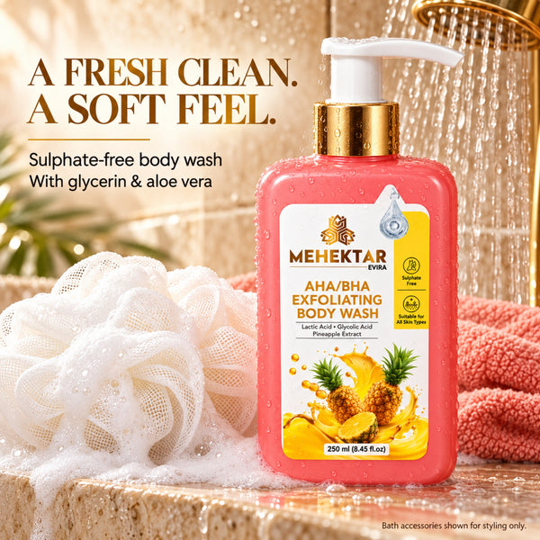 MEHEKTAR EVIRA AHA/BHA Exfoliating Body Wash, 250 ml