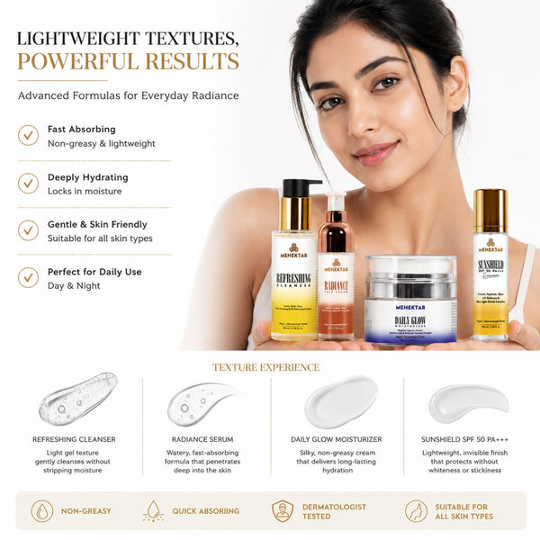 MEHEKTAR Opulent Radiance Combo - Glow Skincare Set | Glow + Protection Routine