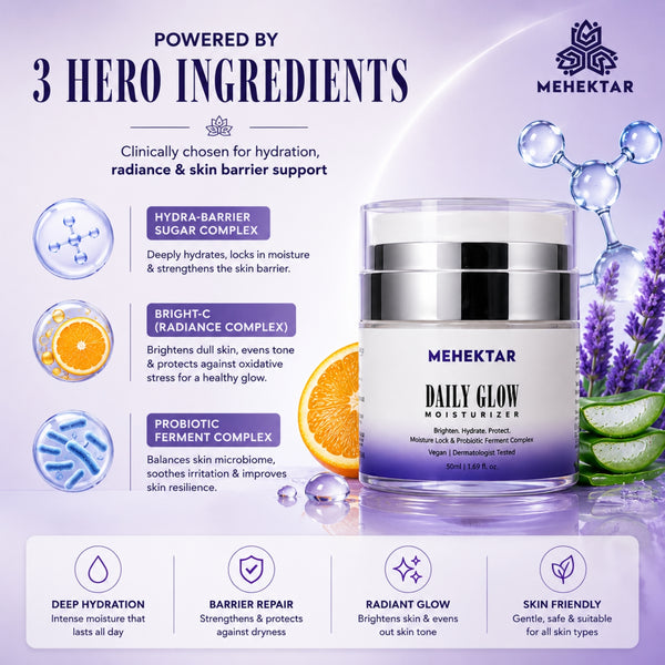 Hydrating & Brightening Moisturizer for Glowing Skin in India | MEHEKTAR Daily Glow with Vitamin C 50ml
