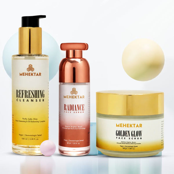 MEHEKTAR Opal Glow Combo | Cleanser + Face Scrub + Serum | Brightening & Pigmentation Care Routine | Gift Box