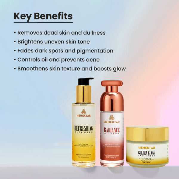MEHEKTAR Opal Glow Combo | Cleanser + Face Scrub + Serum | Brightening & Pigmentation Care Routine | Gift Box